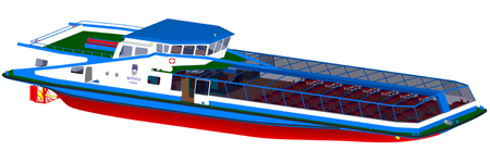 45m Restaurant/ River Cruise Vessel 3d Profile