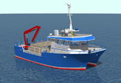12.44m Catamaran Workboat - 3d Illustration