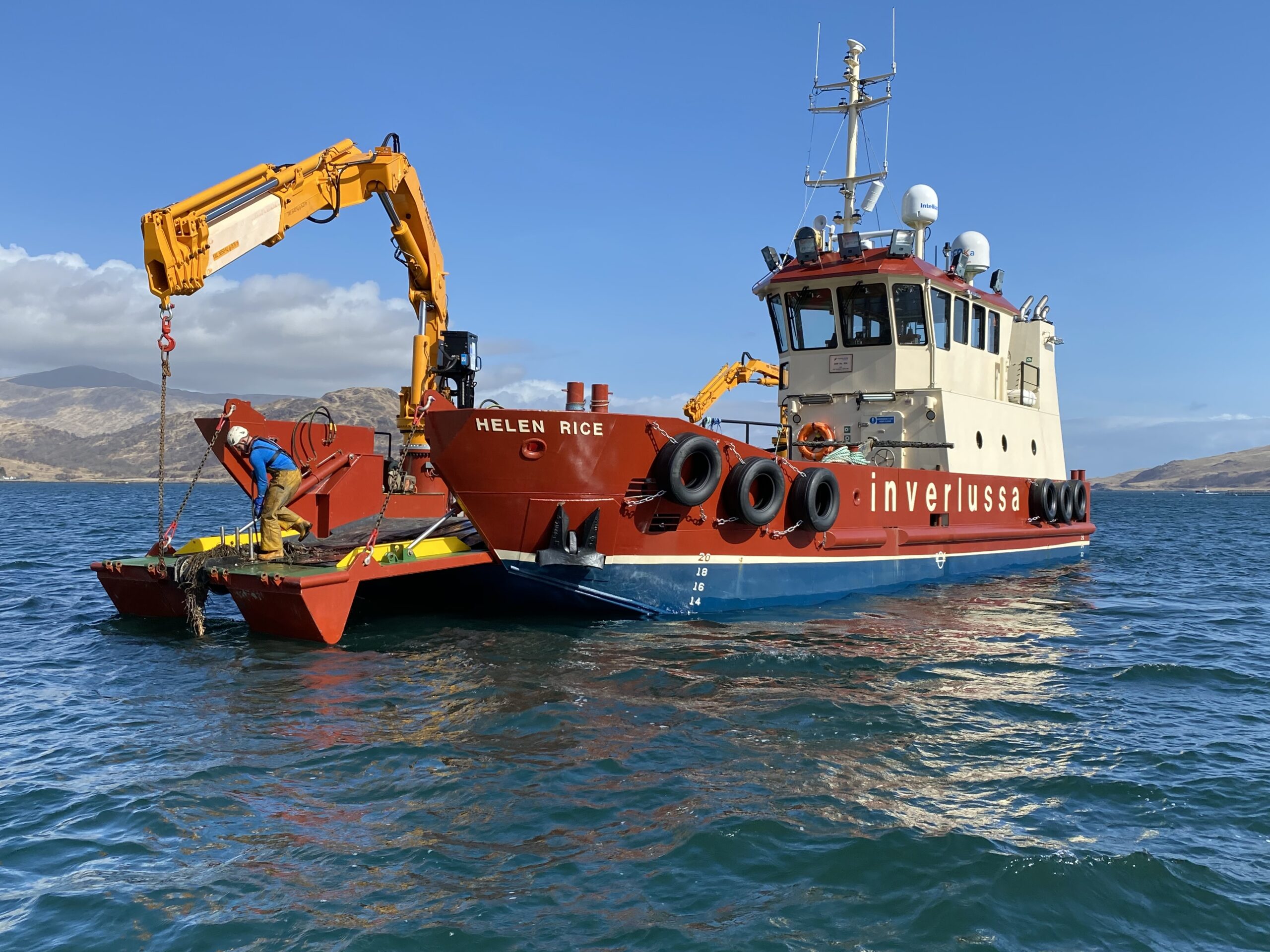 Crane working over vessels bow